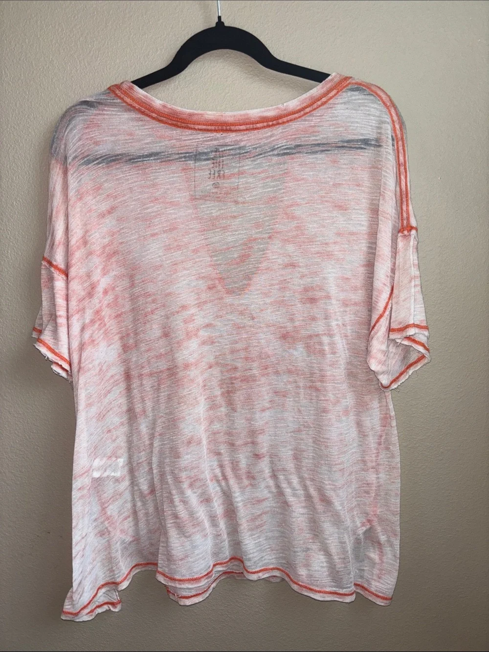 Free People We The Free Oversized Raw Seam Keyhole Top Orange XS